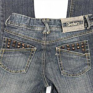 Y2K Studded Pocket Skinny Jeans Kids 10 Fits Womens 00/0 Dark Wash